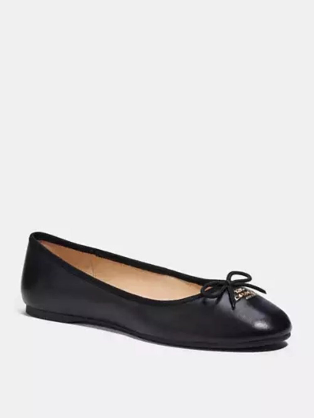 Coach Alina Leather Ballet Flats NEW Black Size 9.5 Preppy Fall Academia Twee